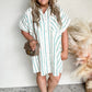 Green Stripe Plus Size St Patricks Day Short Sleeve Buttoned Shirt Dress