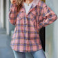 Plaid Pattern Pocket Design Button Down Hooded Shacket