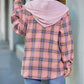 Plaid Pattern Pocket Design Button Down Hooded Shacket