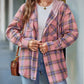 Plaid Pattern Pocket Design Button Down Hooded Shacket