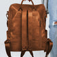 Brown Tassel Decor Retro PU Large Capacity Backpack