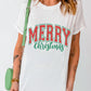 White MERRY Christmas Graphic Round Neck T Shirt