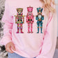 Pink Heat Transfer Printing Nutcracker Graphic Christmas Sweatshirt