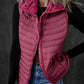 Burgundy Plush Collared Quilted Zipped Puffer Vest