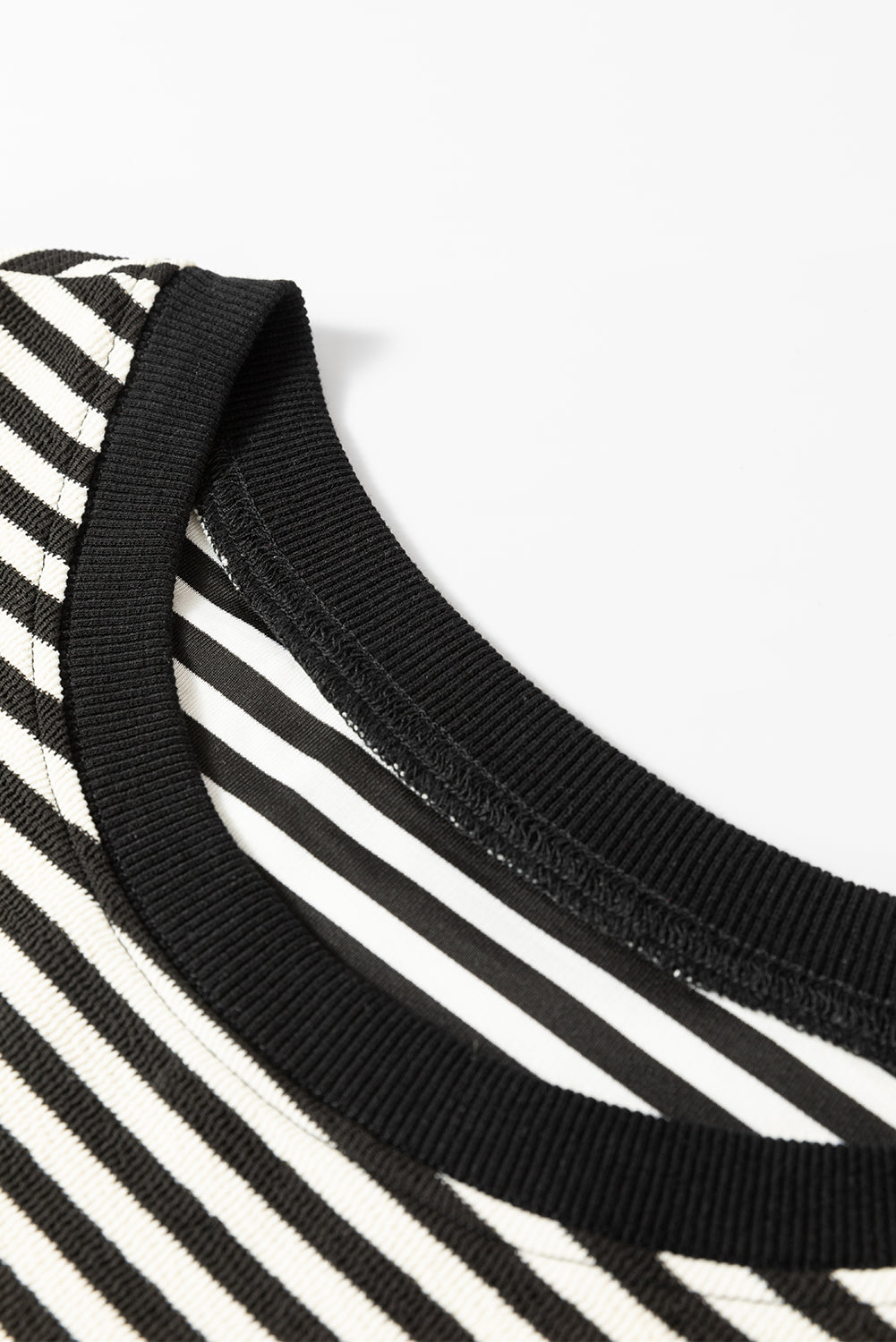 Black Stripe Loose Drop Shoulder Long Sleeve Top