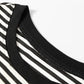 Black Stripe Loose Drop Shoulder Long Sleeve Top