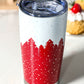 Fiery Red Christmas Tree Elk Print Stainless Steel Tumbler 20 OZ