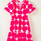 Rose Polka Dot Flutter Sleeve Notched Neck Tiered Flowy Dress