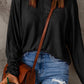 Black Solid Color Patchwork Long Sleeve Top