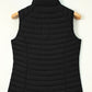 Black Plush Collared Quilted Zipped Puffer Vest