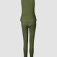 3 Piece Ribbed Tank Top and Crewneck Long Sleeve Tops High Waist Pants Tracksuit