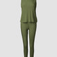 3 Piece Ribbed Tank Top and Crewneck Long Sleeve Tops High Waist Pants Tracksuit