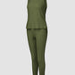 3 Piece Ribbed Tank Top and Crewneck Long Sleeve Tops High Waist Pants Tracksuit