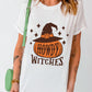 White HOWDY WITCHES Pumpkin Graphic Halloween T Shirt