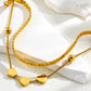 Gold Triple Heart Double Layer Adjustable Chain Bracelet