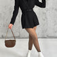 Notched Collar Puff Sleeve 2 in 1 Blazer Romper With Detachable Belt