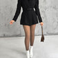 Notched Collar Puff Sleeve 2 in 1 Blazer Romper With Detachable Belt