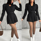 Notched Collar Puff Sleeve 2 in 1 Blazer Romper With Detachable Belt