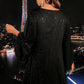 Black Plus Size Glitter Metallic Bell Sleeve Round Neck Mini Dress