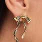 Gold Bow Knot Plated Alloy Stud Earrings