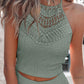 2 Pieces Outfits Contrast Lace Halter Sleeveless Knit Tank and Strechy Waist Drawstring Knit Shorts Set