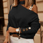 Chain Strap Cold Shoulder Button Decor Top