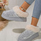 Silvery Sequin Plush Lined Thick Sole Snow Boots