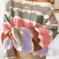 Gray Wave Striped Balloon Sleeve Drop Shoulder Sweater