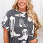 Gray Plus Size Western Boots Print Crew Neck T Shirt