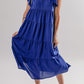 Bluing Ruffled Short Sleeve Collared V Neck Tiered Midi Dress