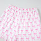 Pink Bowknot Printed Short Sleeve and Ruffled Shorts Valentines Pajama Set