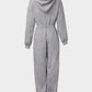 Hooded Kangaroo Pocket Design Stretchy Waist Cuffed Jumpsuit