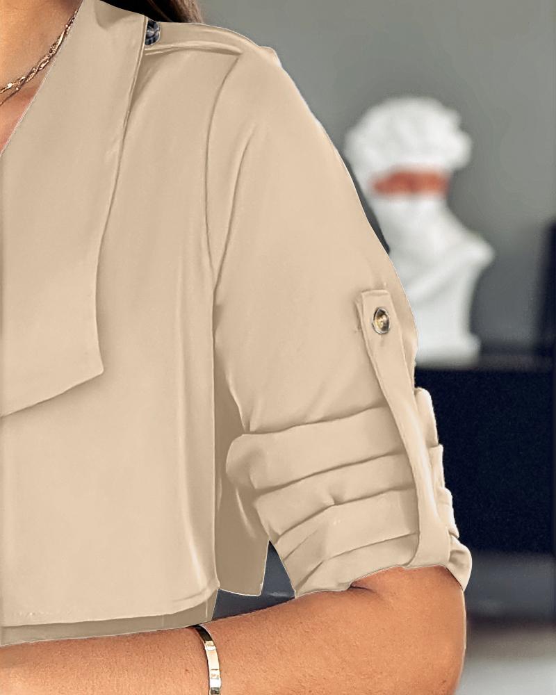 Roll Tab Sleeve Drawstring Trench Coat