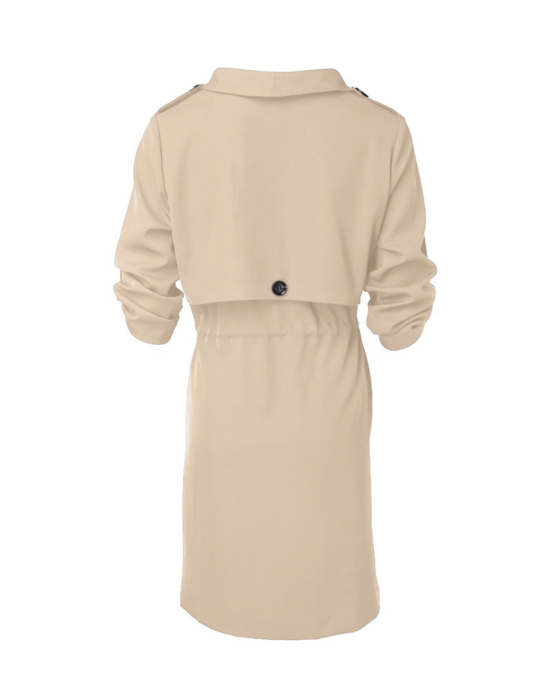 Roll Tab Sleeve Drawstring Trench Coat