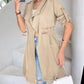 Roll Tab Sleeve Drawstring Trench Coat