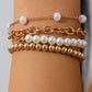 Gold Plated Chain Beaded 4 Pcs Bracelet Set