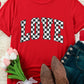 Red Checkered LOVE Letter Graphic Valentines T Shirt