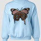 Butterfly Pattern Fleece Lined Sweatshirt Long Sleeve Crewneck Casual Loose Vintage Pullover Tops