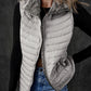 Silvery Plush Collared Quilted Zipped Puffer Vest