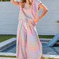 Pink Stripe Rainbow Tee Tasseled String Wide Leg Pants Set