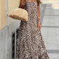 Brown Leopard Printed Halter Neck Backless Ruffled Hem Maxi Dress