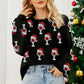 Black Cheer for Christmas Round Neck Casual Sweater