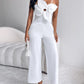 Floral Pattern Pocket Design Hollow Out Jumpsuit