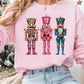 Pink Heat Transfer Printing Nutcracker Graphic Christmas Sweatshirt