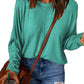 Green Solid Color Patchwork Long Sleeve Top