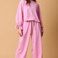 Bonbon Solid Color Drawstring Long Sleeve Top and Pants Set