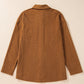 Brown Textured Flap Pocket Drop Shoulder Shacket