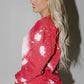 Fiery Red Santa Claus Tie Dye Printed Crewneck Long Sleeve Top