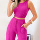 Sleeveless Crop Top & Drawstring Straight Leg Pants Set