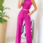 Sleeveless Crop Top & Drawstring Straight Leg Pants Set